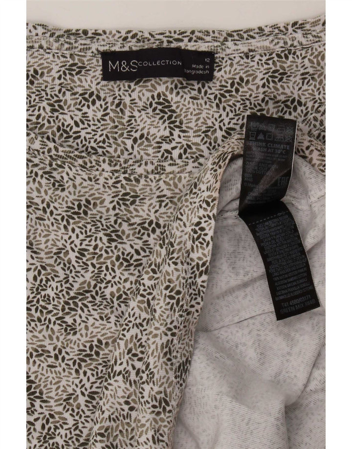 Marks & Spencer Haut à manches longues pour femme en coton floral vert moyen UK 42