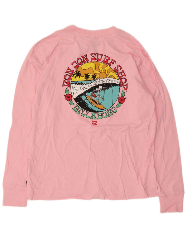 Billabong Haut graphique à manches longues pour femme UK 10 Petit coton rose