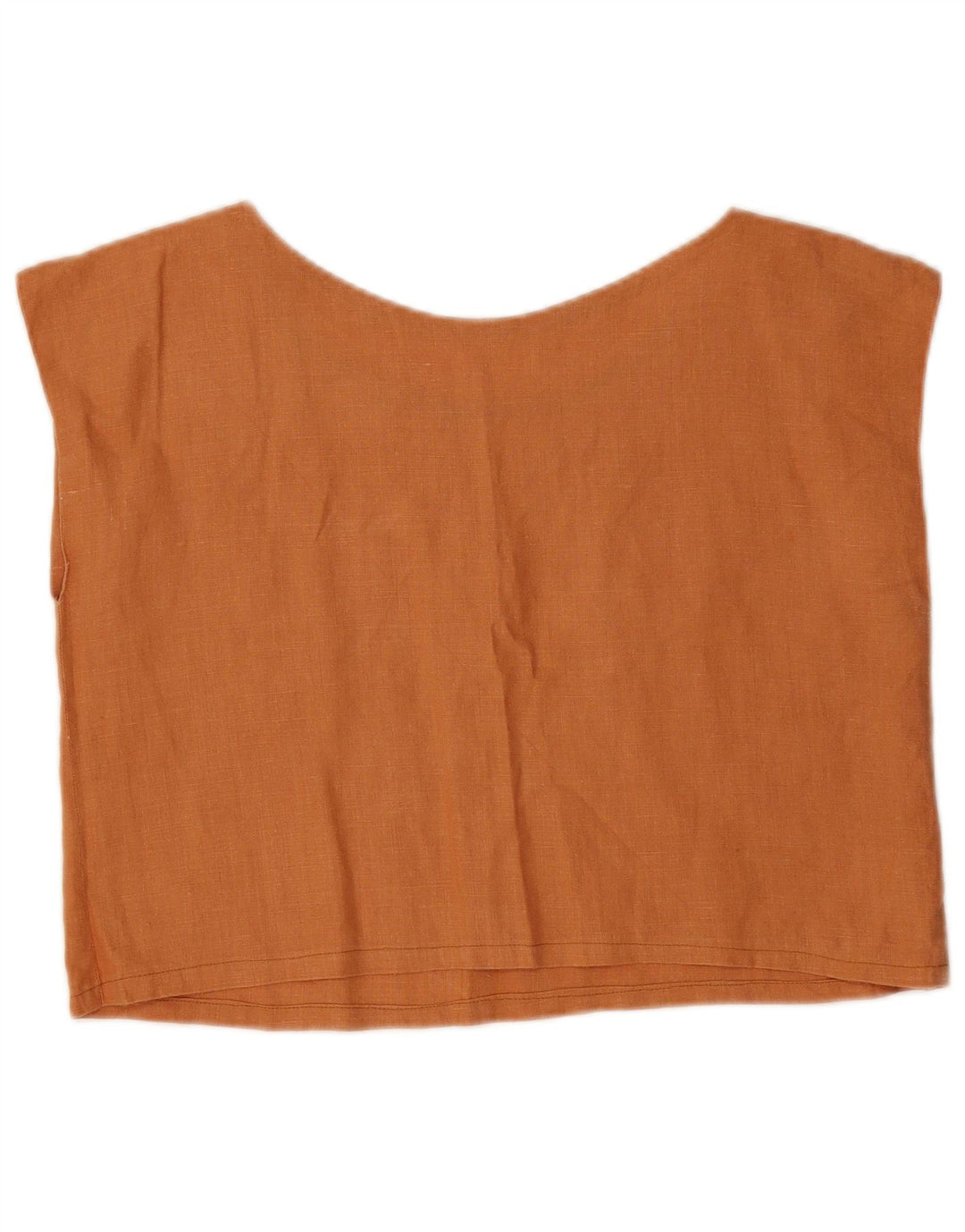 vintage Femmes Crop Blouse Top UK 12 Brun Moyen