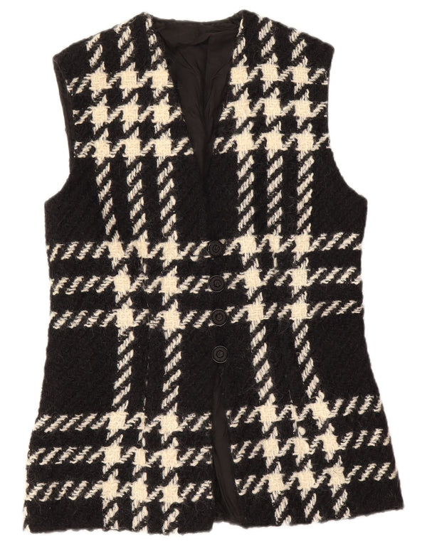gilet femme vintage UK 12 Medium Black Check