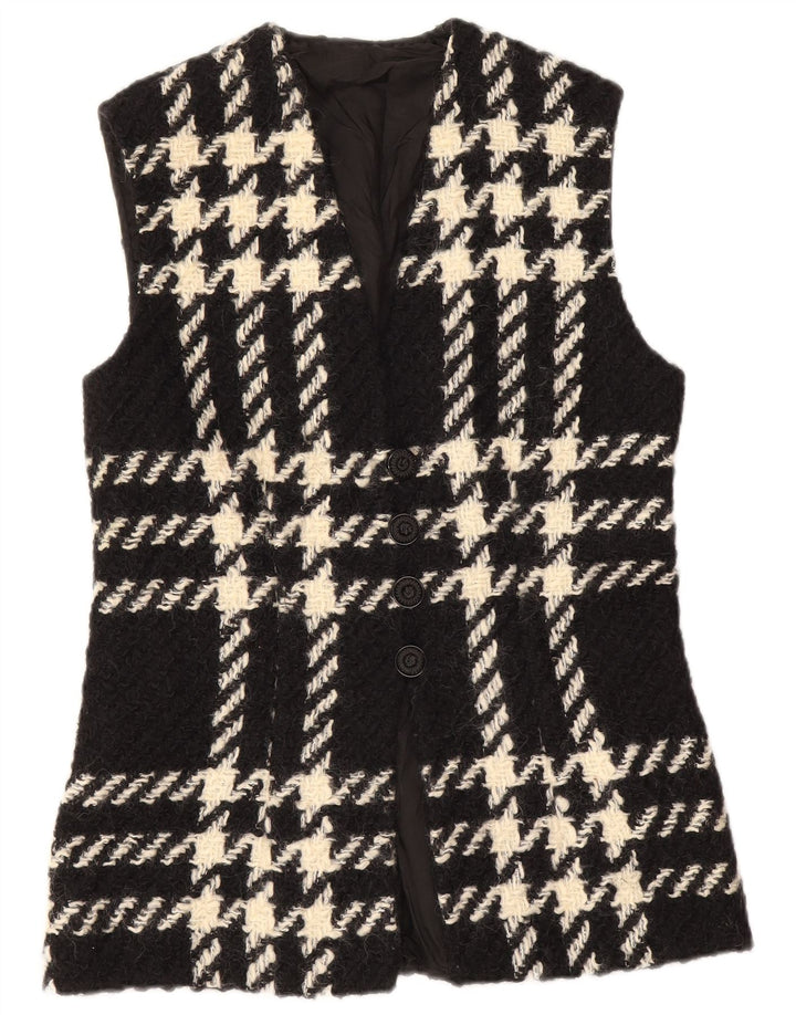 gilet femme vintage UK 12 Medium Black Check