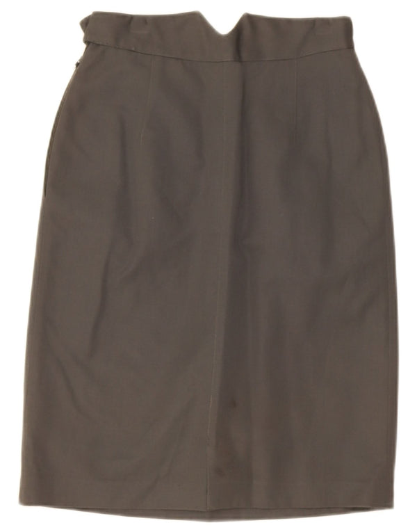 Jupe droite à chevilles pour femme Emporio Armani IT 40 Small W26 laine grise