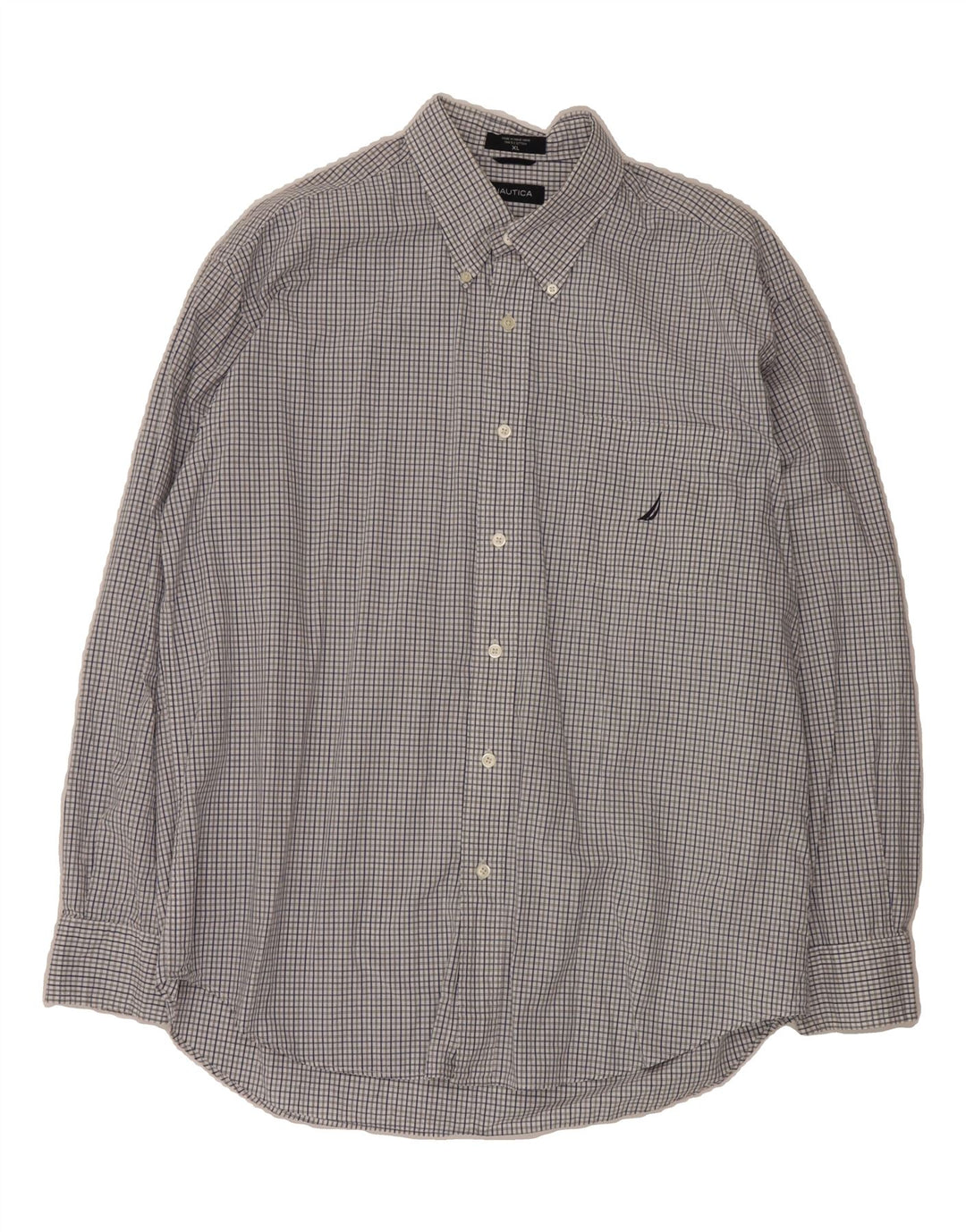 NAUTICA Mens Shirt XL Grey Check Cotton Vintage Nautica and Second-Hand Nautica from Messina Hembry 