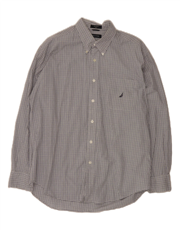 NAUTICA Mens Shirt XL Grey Check Cotton Vintage Nautica and Second-Hand Nautica from Messina Hembry 