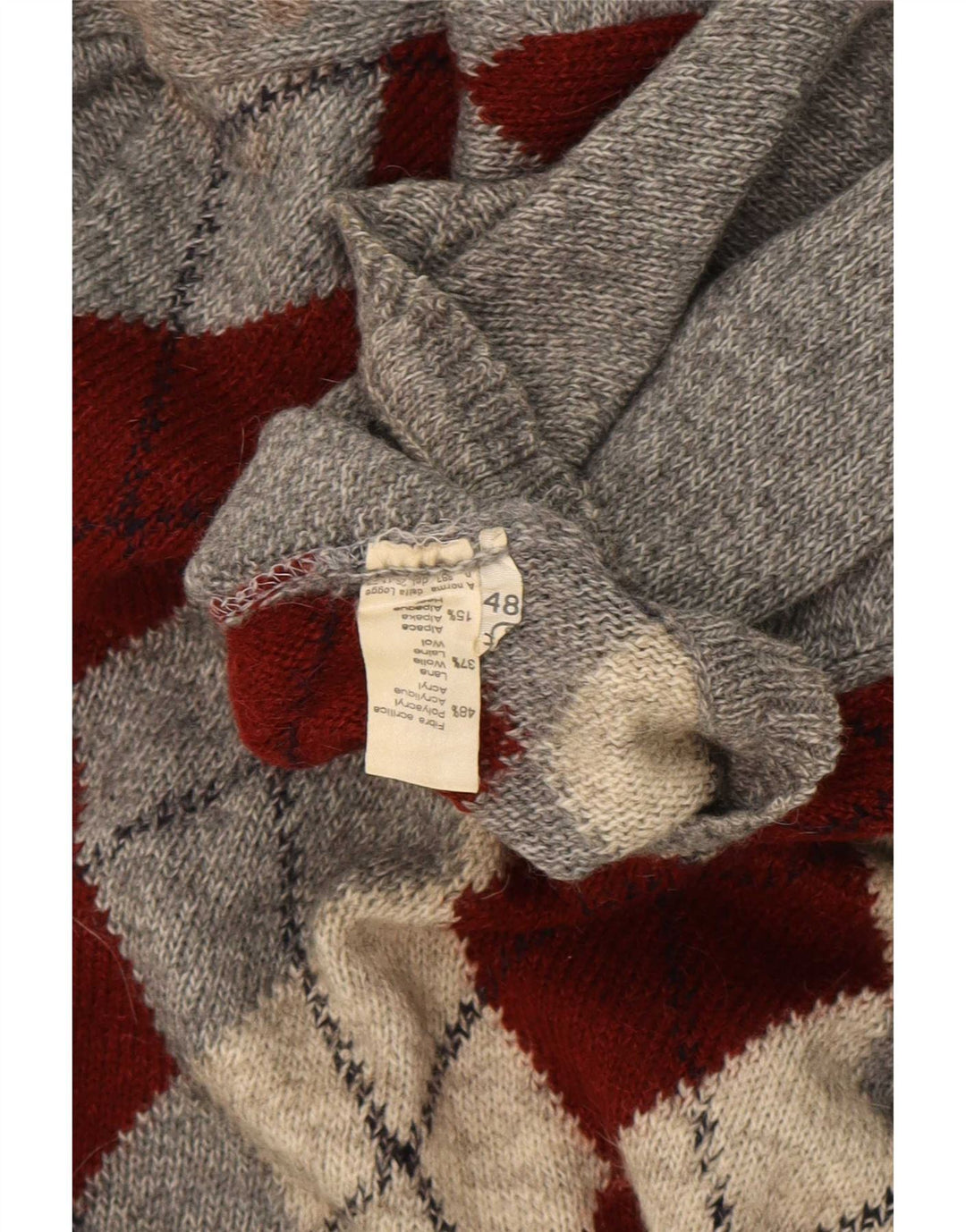 Rodes Pull col rond homme IT 48 Gris moyen Argyle/Diamant