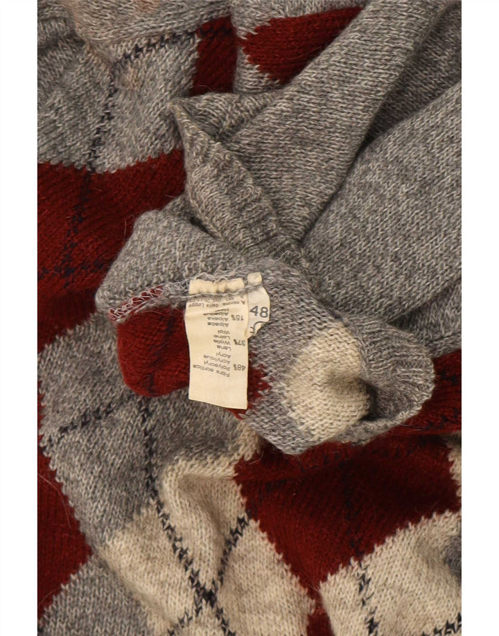 Rodes Pull col rond homme IT 48 Gris moyen Argyle/Diamant