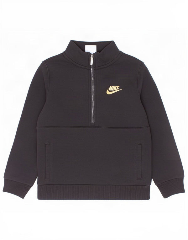 Nike Garçon Zip Neck Sweatshirt Jumper 6-7 ans Grand Noir Coton