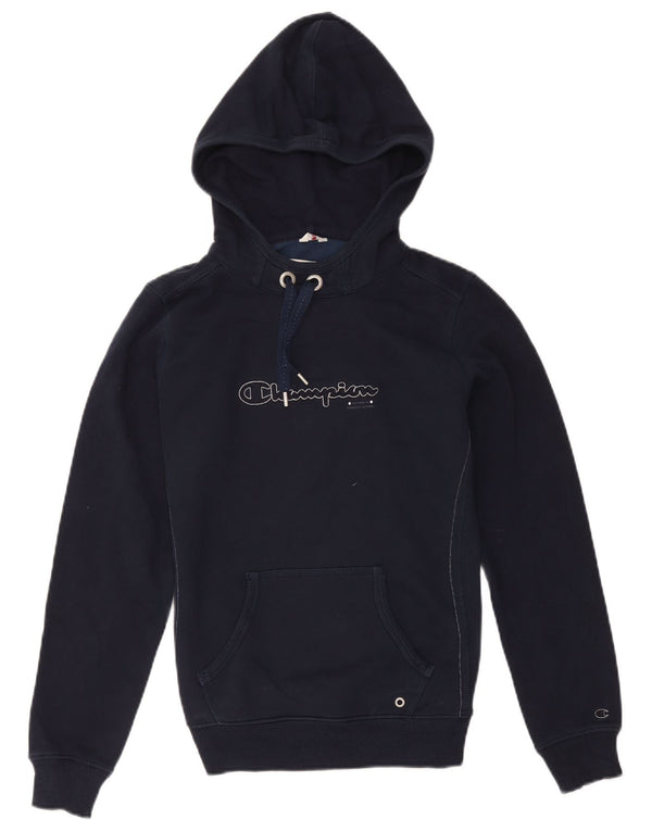 Champion Pull à capuche graphique pour femme UK 14 Large Bleu marine