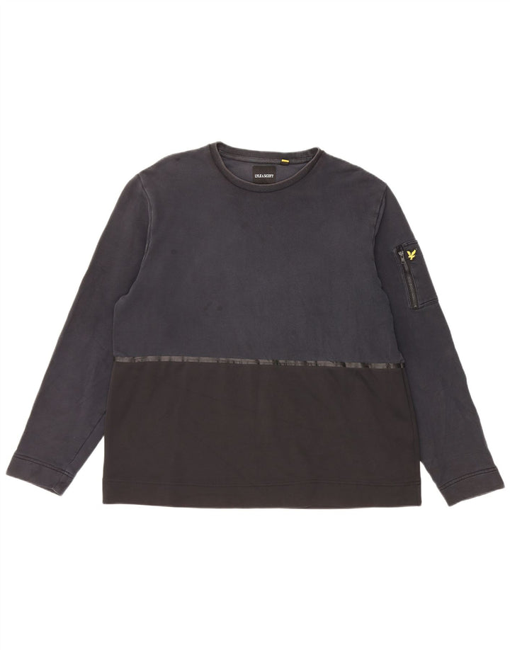 Lyle & Scott Sweat-shirt pour homme XL en coton color block Noir