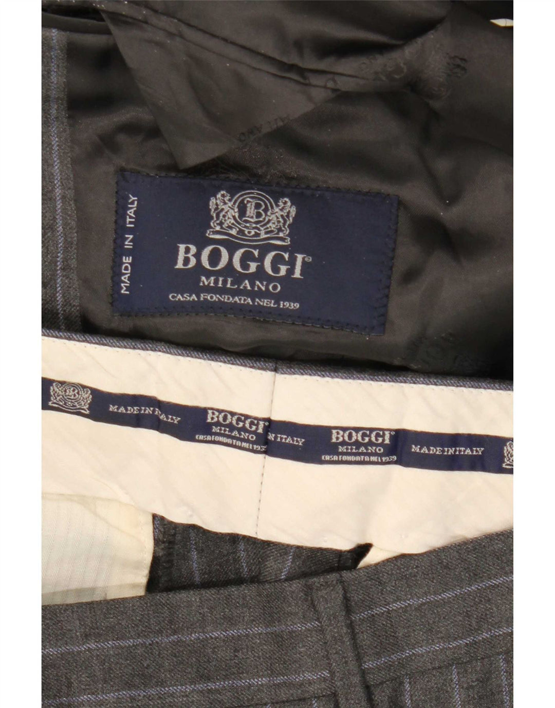 Boggi Costume 2 pièces pour homme IT 48 Medium W31 L32 Gris laine à fines rayures