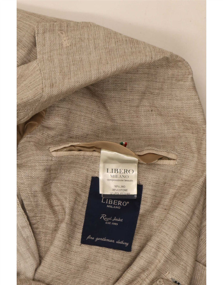 Libero Veste Blazer 2 Boutons Homme IT 48 Lin Beige Moyen