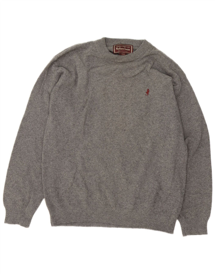 Marlboro Classics Pull à col rond pour homme en laine grise