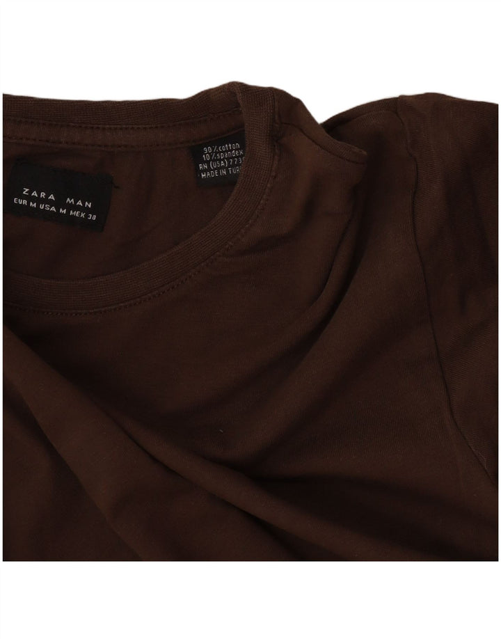 Zara Homme T-Shirt Top Marron Moyen Coton