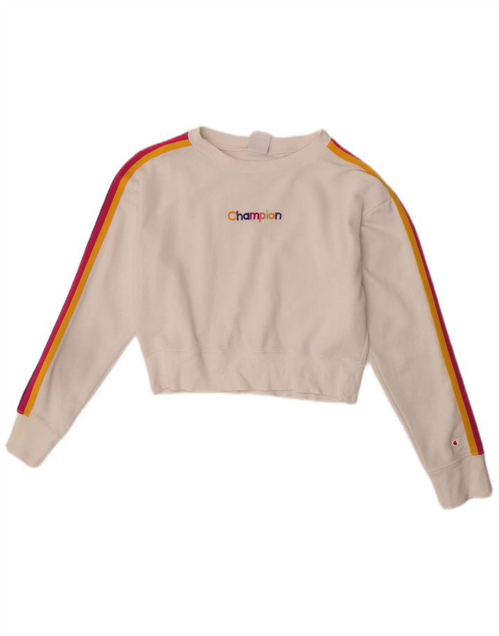 Champion Sweat-shirt court pour femme UK 14 Medium Off White Coton