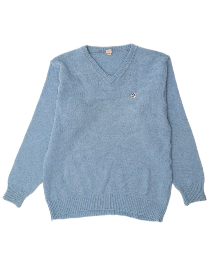 North Sails Pull col V pour homme XL en laine bleue