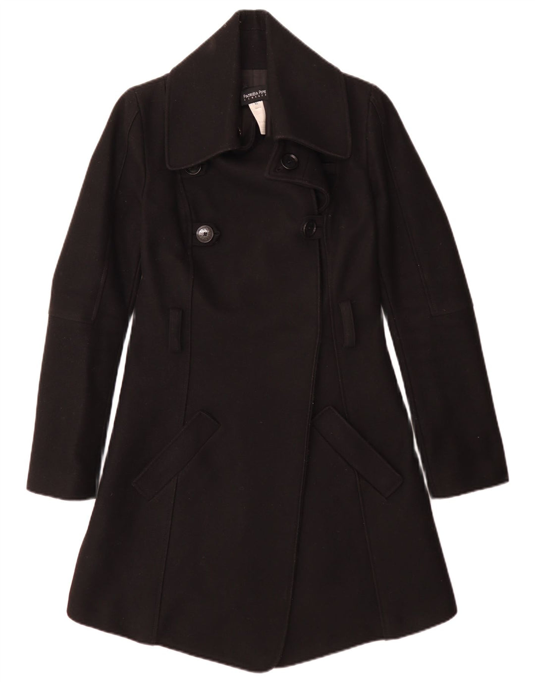 Patrizia Pepe Manteau Double Boutonnage Femme IT 46 Large Laine Noire