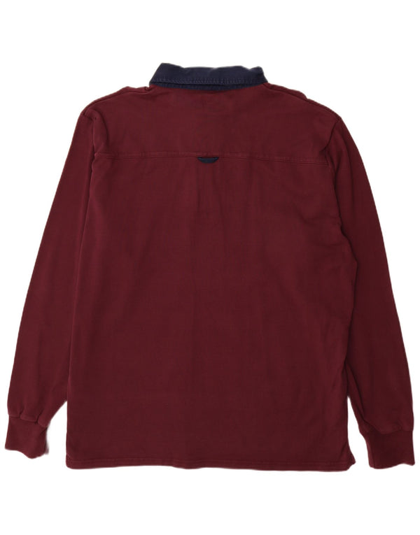 GANT Polo de rugby à manches longues pour homme 4XL en coton color block bordeaux