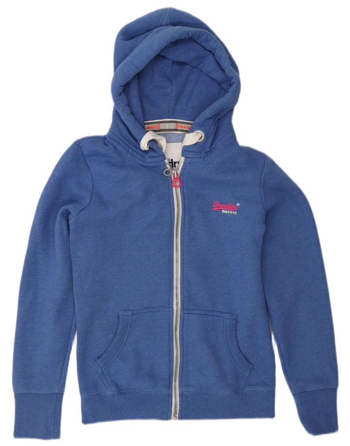 SUPERDRY Pull à capuche zippé pour femme UK 10 Petit Bleu Coton