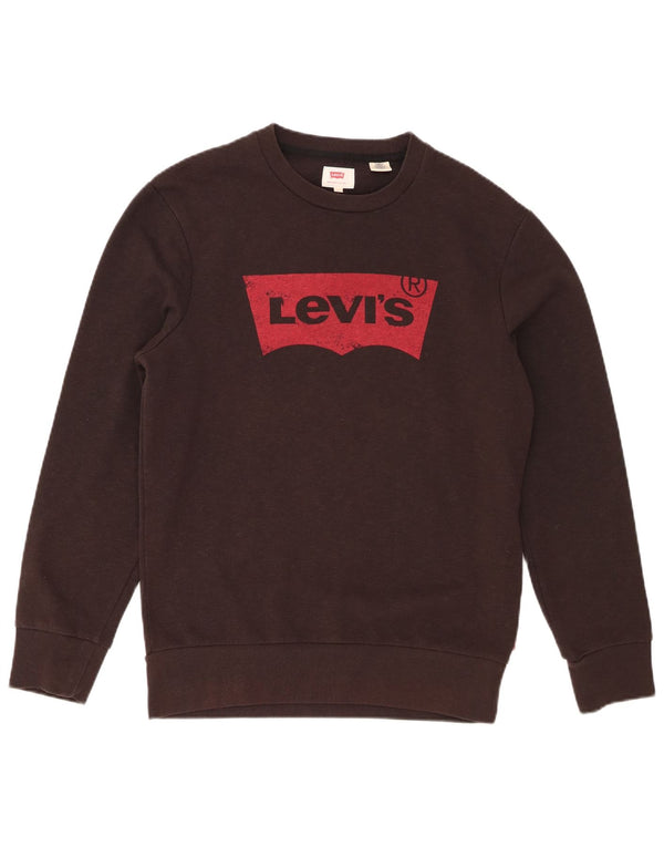 Levi's Graphic Sweatshirt Jumper Small Homme Marron Coton