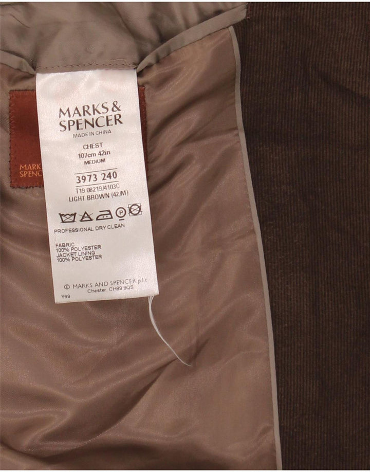 Marks & Spencer Veste blazer en velours côtelé à 3 boutons pour homme UK 42 Large Marron