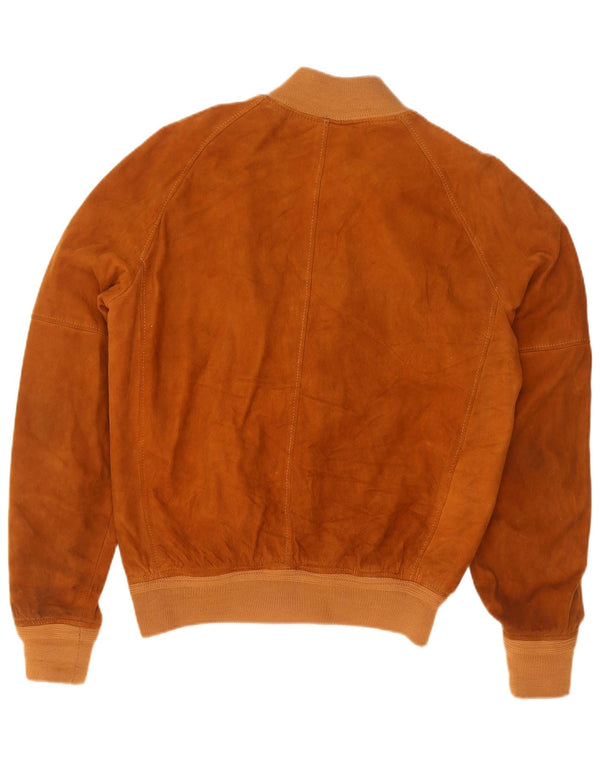 vintage Mens Suede Bomber Jacket UK 38 Beige Moyen