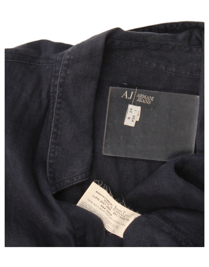 Armani Jeans Chemise Pull Femme IT 42 Lin Bleu Marine Moyen