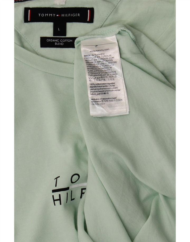 TOMMY HILFIGER T-shirt graphique pour femme UK 16 Large Vert Coton
