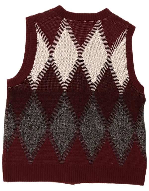 vintage Mens Cardigan Sweater Grand Bourgogne Argyle/Diamant