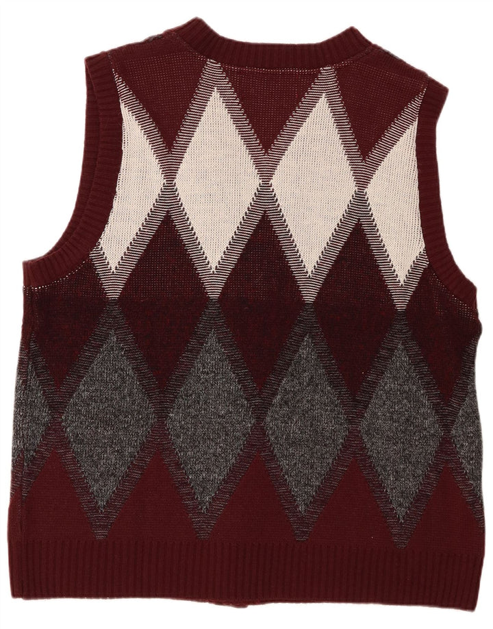 vintage Mens Cardigan Sweater Grand Bourgogne Argyle/Diamant