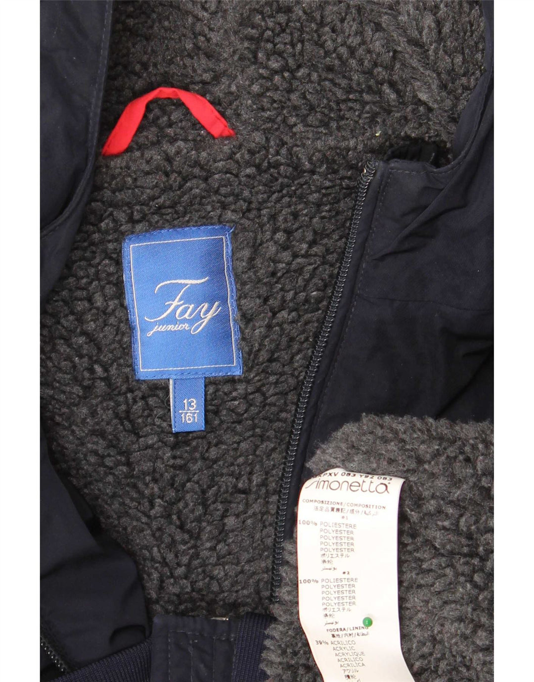 Fay Bomber à capuche fille 12-13 ans bleu marine polyester