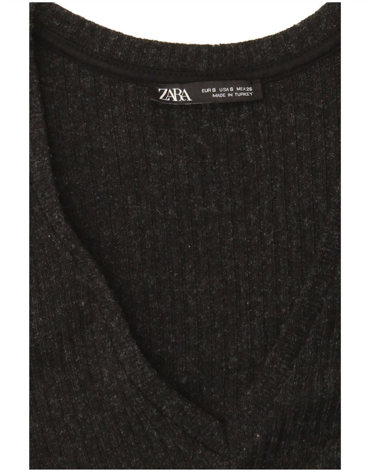 Zara Robe pull à manches longues pour femme UK 10 Small Noir