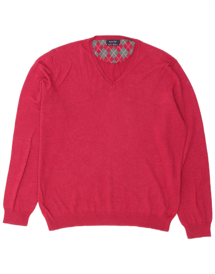 Massimo Dutti Pull col V pour homme en coton rose Taille L