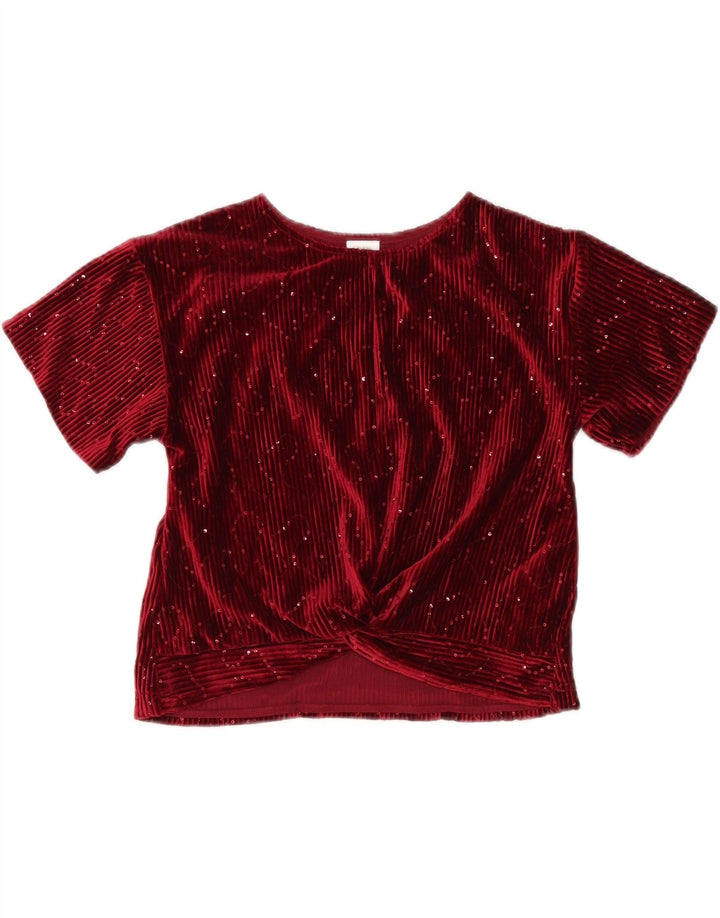Zara Haut Chemisier En Velours Fille 9-10 ans Rouge Polyester