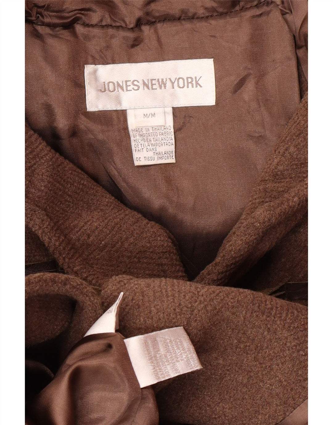 Jones New York Duffle Coat à capuche pour femme UK 44 en laine marron moyen classique