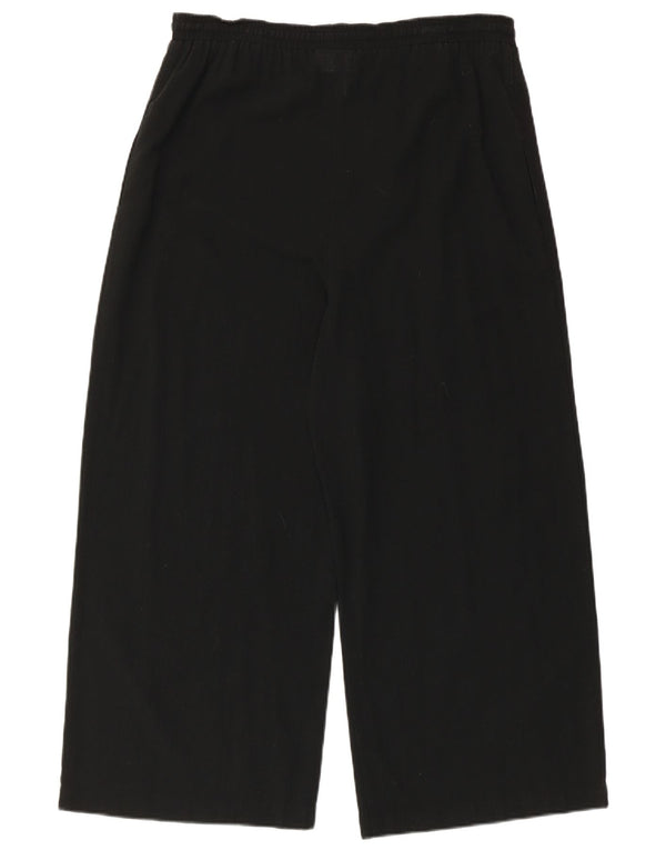 Vintage Womens Wide Leg Cropped Trousers UK 16 Large W32 L24 Black