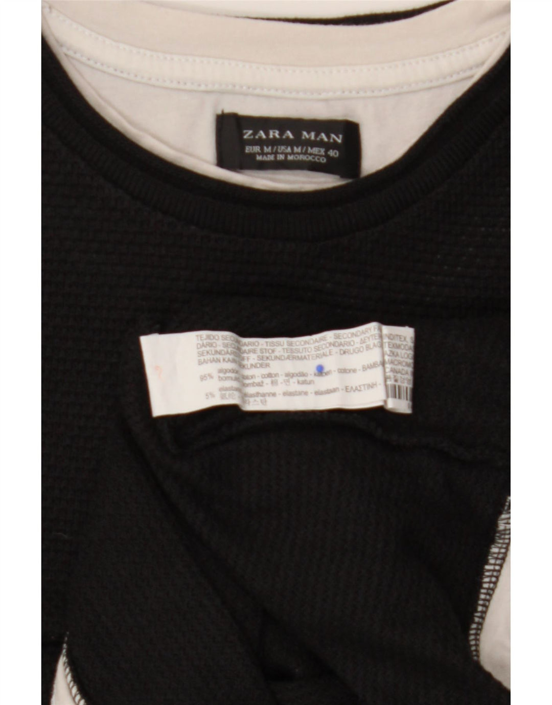 ZARA Homme T-Shirt Top Medium Noir Coton