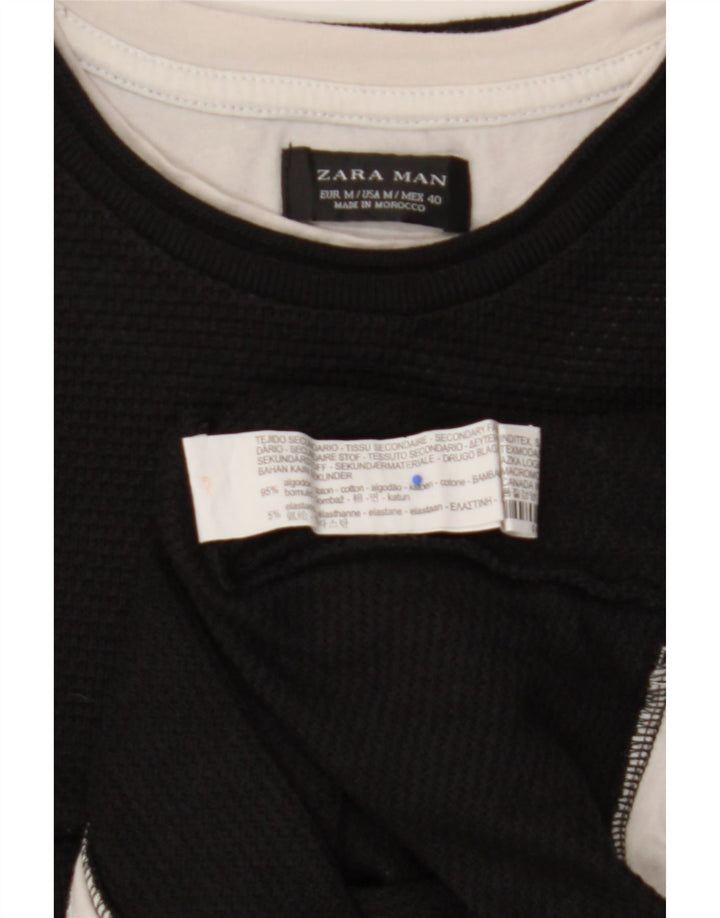 ZARA Homme T-Shirt Top Medium Noir Coton
