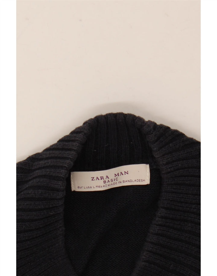 Zara Pull col V pour homme Bleu marine Taille L