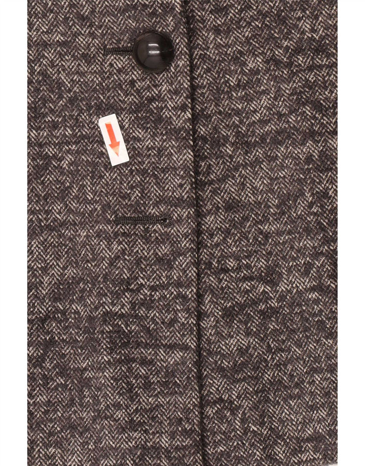 Max Mara Veste Blazer 1 Bouton Femme UK 12 Laine à Chevrons Gris Moyen