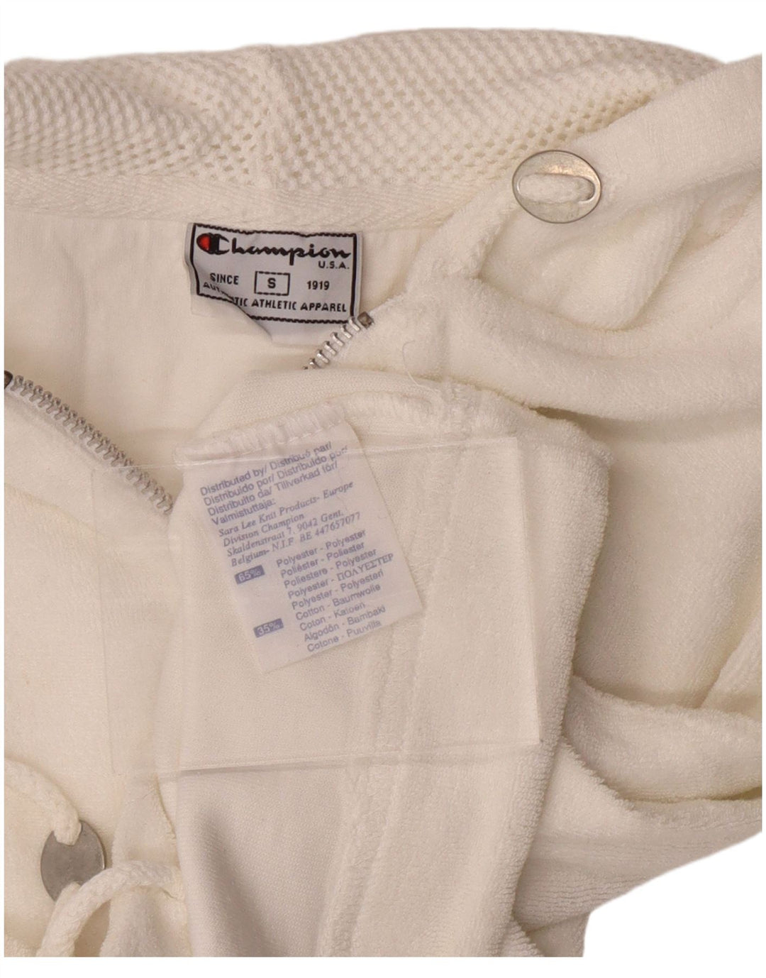 CHAMPION Pull à capuche court sans manches avec fermeture éclair pour femme UK 10 Petit Blanc