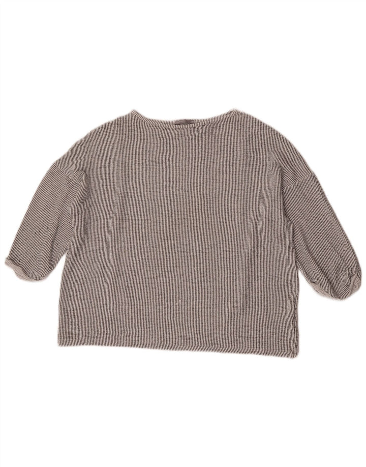 Zara Chemisier surdimensionné à manches 3/4 pour femme UK 14 Gris moyen rayé