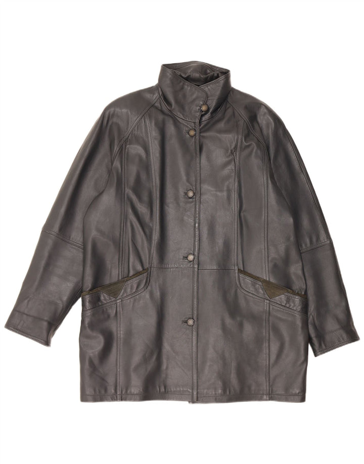 Barisal Manteau en cuir surdimensionné pour femme EU 40 Noir moyen