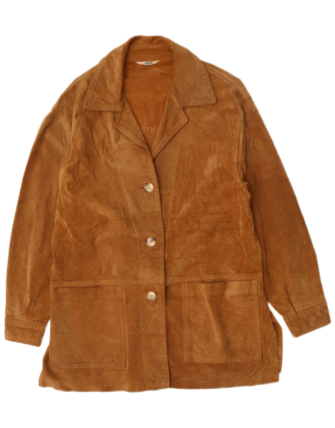 VINTAGE Veste en daim femme UK 14 Grand Marron