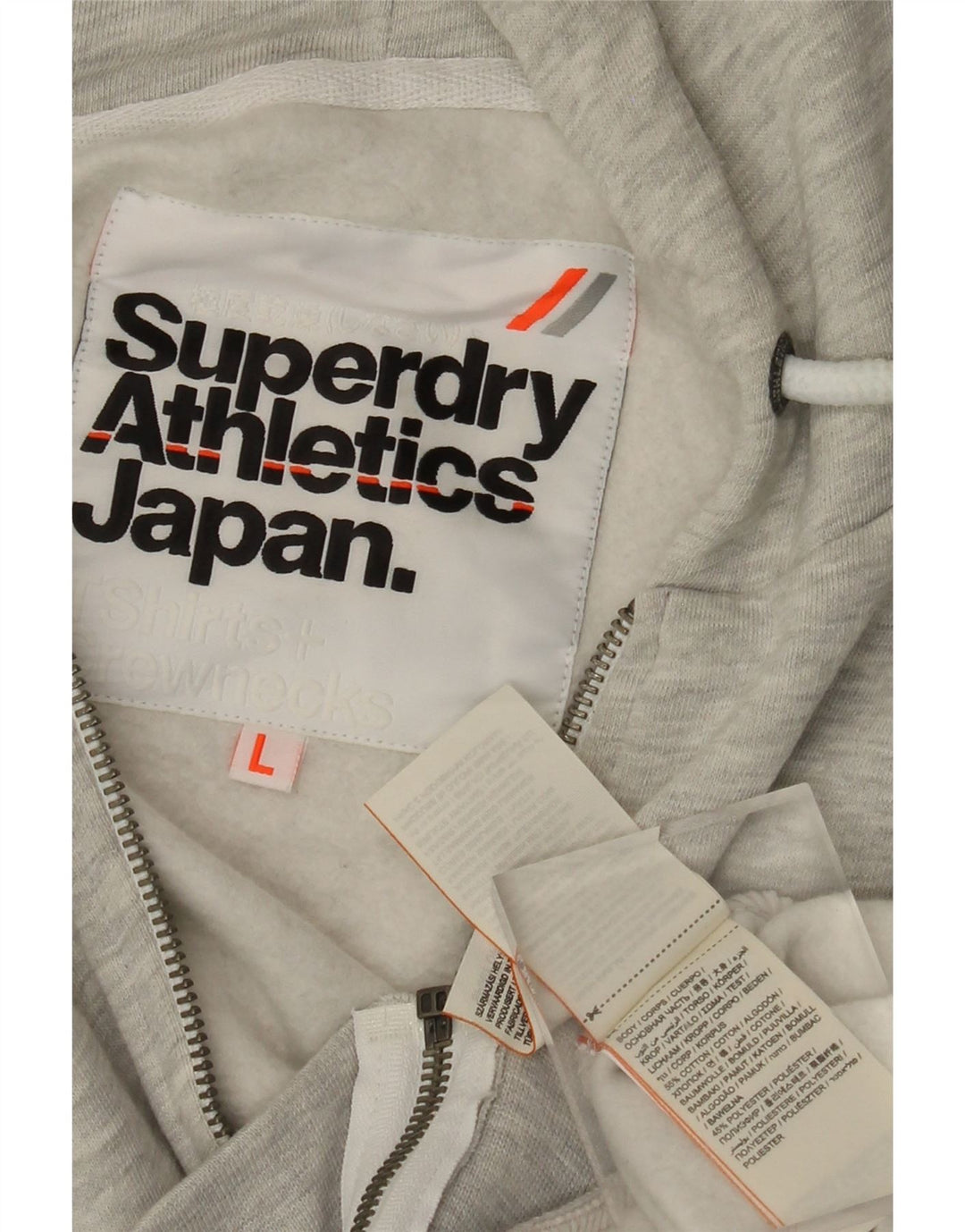 SUPERDRY Pull à capuche zippé pour homme en coton moucheté gris grand