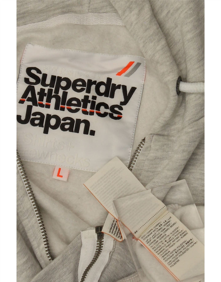 SUPERDRY Pull à capuche zippé pour homme en coton moucheté gris grand