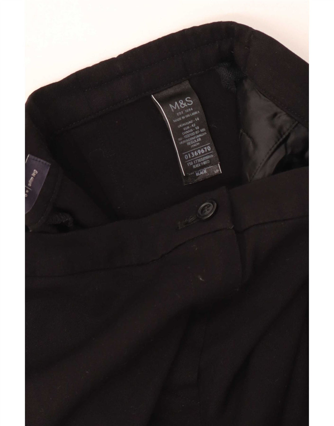 Marks & Spencer Pantalon décontracté pour femme UK 14 Large W34 L30 Noir Polyester
