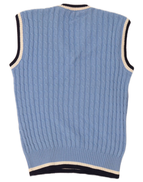 vintage Mens Vest Tank Top Petit Bleu Rayé Classique