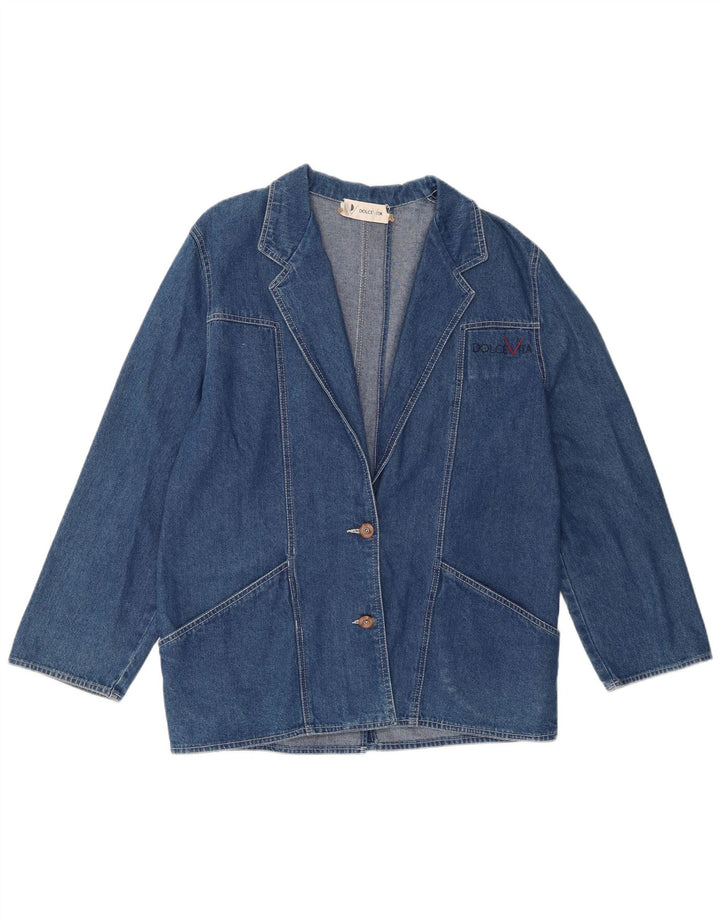 DOLCE VITA Veste blazer en denim à 2 boutons pour femme UK 14 Grand coton bleu