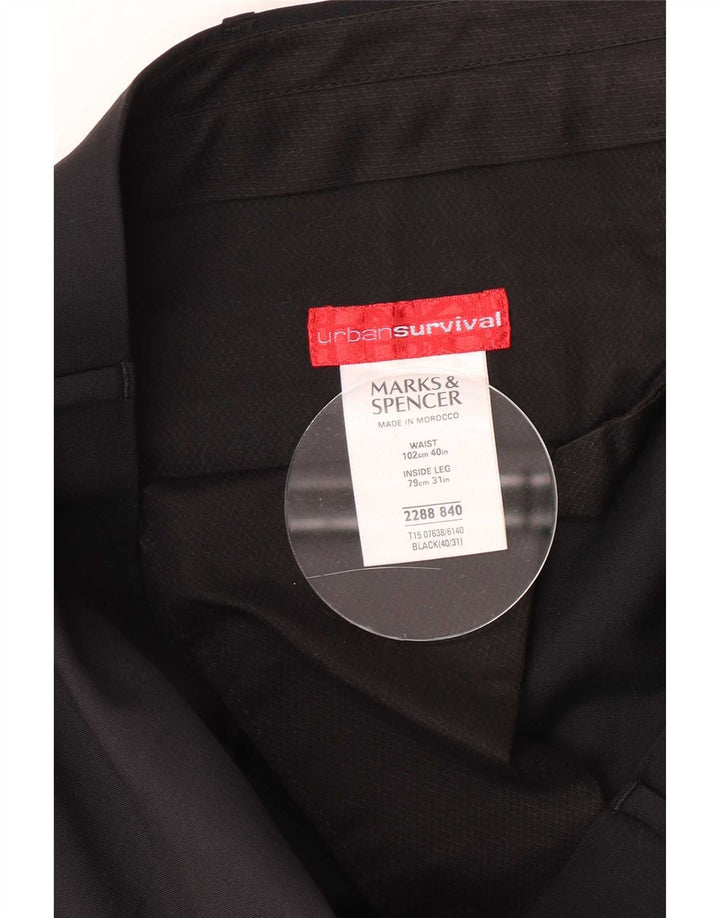 Marks & Spencer Pantalon de costume droit pour homme W40 L31 Laine noire