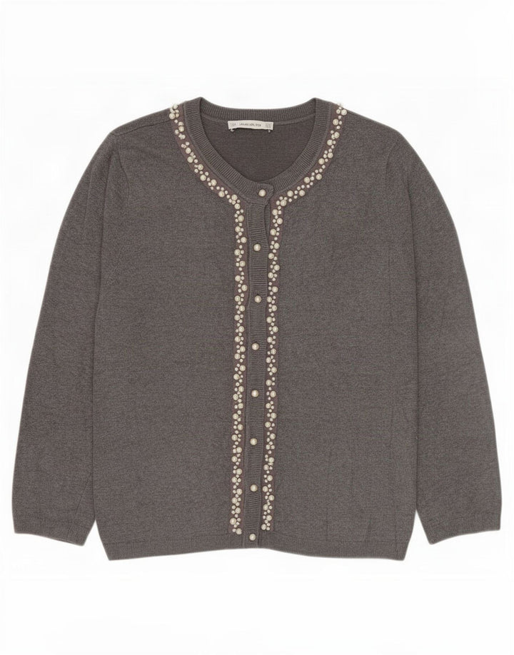 Zara Cardigan Femme Pull UK 14 Large Gris